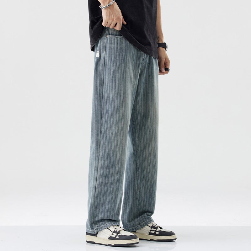 American Style Retro Jeans Men'S New Fashionable Brand Loose Straight All-Match Hong Kong Style Casual Long Pants For Men - Image 2